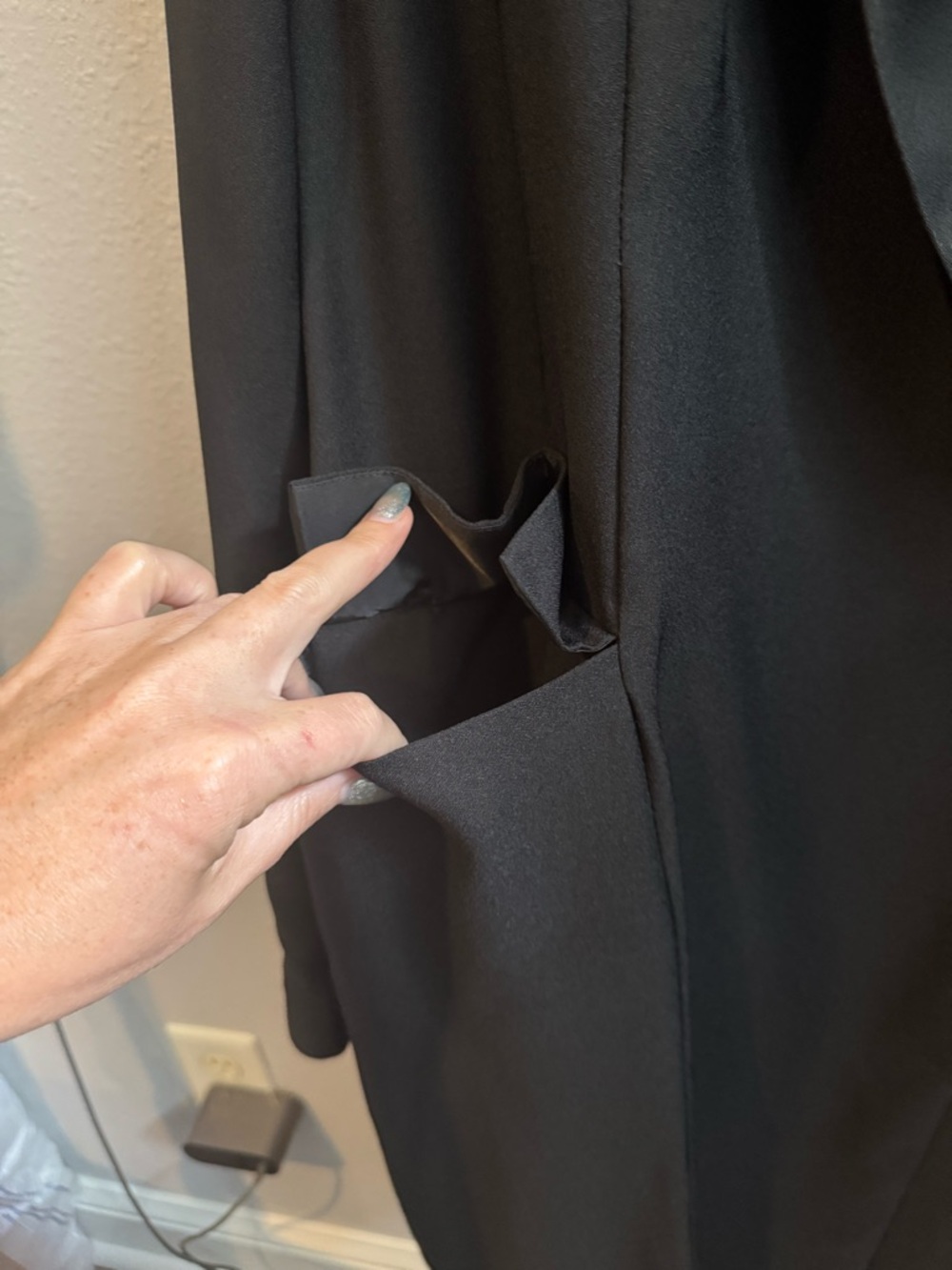 long tall sally Black Satin-Trim Blazer Dress Sz 16 - Picture 4 of 7
